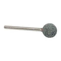 Grier Abrasives - 1/2" Head Diam x 1/2" Thickness, B121, Ball End, Silicon Carbide Mounted Point - Green-Gray, Fine Grade, 45,370 RPM - Industrial Tool & Supply