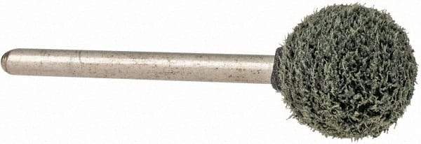 Grier Abrasives - 1/2" Head Diam x 1/2" Thickness, B121, Ball End, Silicon Carbide Mounted Point - Green-Gray, Fine Grade, 45,370 RPM - Industrial Tool & Supply