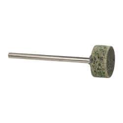 Grier Abrasives - 1/2" Head Diam x 1/4" Thickness, W183, Cylinder End, Aluminum Oxide Mounted Point - Green-Gray, Coarse Grade, 40,000 RPM - Industrial Tool & Supply