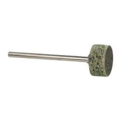 Grier Abrasives - 1/2" Head Diam x 1/4" Thickness, W183, Cylinder End, Aluminum Oxide Mounted Point - Green-Gray, Coarse Grade, 40,000 RPM - Industrial Tool & Supply