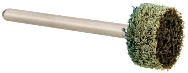 Grier Abrasives - 1/2" Head Diam x 1/4" Thickness, W183, Cylinder End, Aluminum Oxide Mounted Point - Green-Gray, Medium Grade, 51,750 RPM - Industrial Tool & Supply