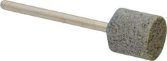 Grier Abrasives - 1/2" Head Diam x 1/2" Thickness, W185, Cylinder End, Aluminum Oxide Mounted Point - Green-Gray, Medium Grade, 34,500 RPM - Industrial Tool & Supply