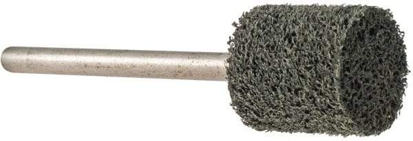 Grier Abrasives - 1/2" Head Diam x 1/2" Thickness, W185, Cylinder End, Silicon Carbide Mounted Point - Green-Gray, Fine Grade, 34,500 RPM - Industrial Tool & Supply