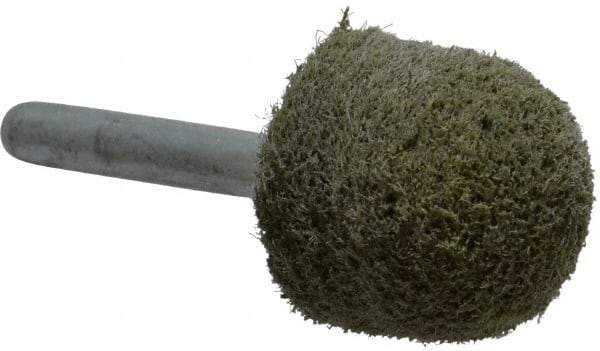 Grier Abrasives - 1" Head Diam x 1" Thickness, A21, Ball Nose End, Aluminum Oxide Mounted Point - Green-Gray, Fine Grade, 34,500 RPM - Industrial Tool & Supply