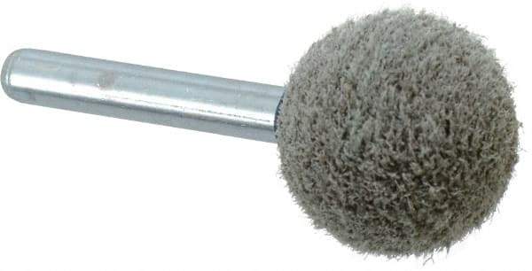 Grier Abrasives - 1" Head Diam x 1" Thickness, A25, Ball End, Aluminum Oxide Mounted Point - Green-Gray, Medium Grade, 35,620 RPM - Industrial Tool & Supply