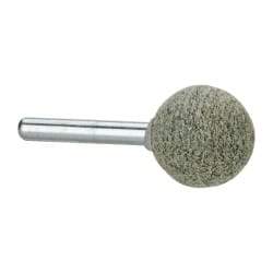 Grier Abrasives - 1" Head Diam x 1" Thickness, A25, Ball End, Aluminum Oxide Mounted Point - Green-Gray, Coarse Grade, 35,620 RPM - Industrial Tool & Supply