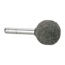 Grier Abrasives - 1" Head Diam x 1" Thickness, A25, Ball End, Silicon Carbide Mounted Point - Green-Gray, Fine Grade, 35,620 RPM - Industrial Tool & Supply