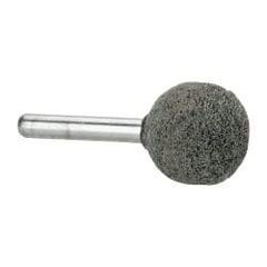 Grier Abrasives - 1" Head Diam x 1" Thickness, A25, Ball End, Silicon Carbide Mounted Point - Green-Gray, Fine Grade, 35,620 RPM - Industrial Tool & Supply