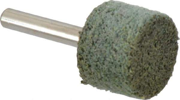 Grier Abrasives - 1" Head Diam x 3/4" Thickness, W219, Cylinder End, Aluminum Oxide Mounted Point - Green-Gray, Coarse Grade, 35,100 RPM - Industrial Tool & Supply