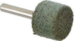 Grier Abrasives - 1" Head Diam x 3/4" Thickness, W219, Cylinder End, Aluminum Oxide Mounted Point - Green-Gray, Coarse Grade, 35,100 RPM - Industrial Tool & Supply