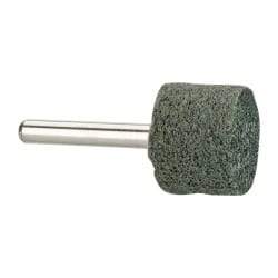 Grier Abrasives - 1" Head Diam x 3/4" Thickness, W219, Cylinder End, Silicon Carbide Mounted Point - Green-Gray, Fine Grade, 35,100 RPM - Industrial Tool & Supply
