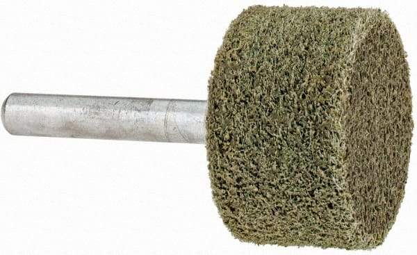 Grier Abrasives - 1-1/4" Head Diam x 3/4" Thickness, W228, Cylinder End, Aluminum Oxide Mounted Point - Green-Gray, Fine Grade, 30,520 RPM - Industrial Tool & Supply