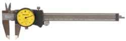 Mitutoyo - 0mm to 150mm Range, 0.02 mm Graduation, 2mm per Revolution, Dial Caliper - Yellow Face, 40mm Jaw Length, Accurate to 0.03mm - Industrial Tool & Supply