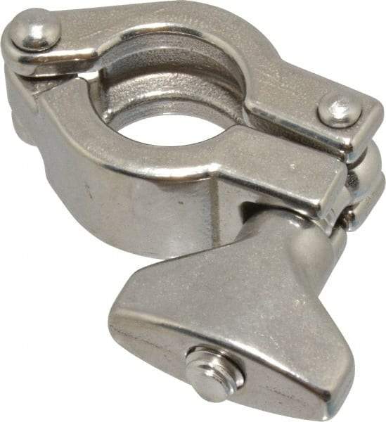 VNE - 3/4", Clamp Style, Sanitary Stainless Steel Pipe Clamp with Wing Nut - Tube OD Connection, Grade 304 - Industrial Tool & Supply