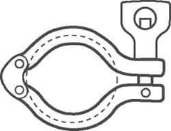 VNE - 3", Clamp Style, Sanitary Stainless Steel Pipe Double Hinged Clamp with Holed Wing Nut - Grade 304 - Industrial Tool & Supply