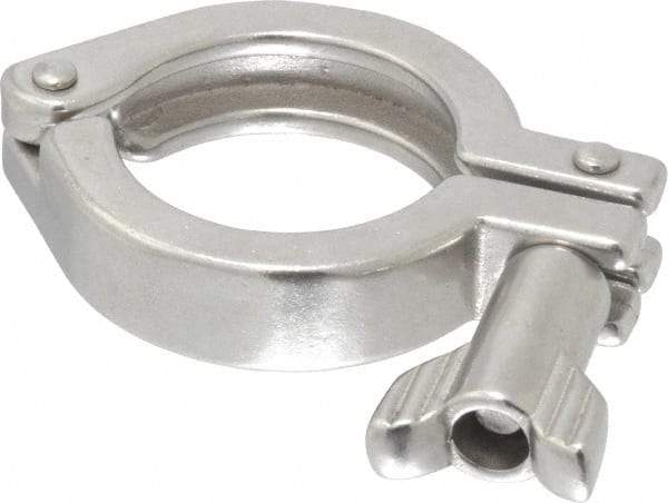 VNE - 1-1/2", Clamp Style, Sanitary Stainless Steel Pipe Clamp with Wing Nut - Grade 304 - Industrial Tool & Supply