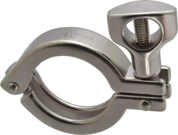 VNE - 1-1/2", Clamp Style, Sanitary Stainless Steel Pipe Clamp with Holed Wing Nut - Grade 304 - Industrial Tool & Supply