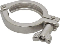 VNE - 2", Clamp Style, Sanitary Stainless Steel Pipe Clamp with Wing Nut - Grade 304 - Industrial Tool & Supply
