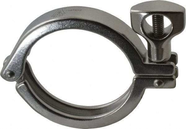 VNE - 2-1/2", Clamp Style, Sanitary Stainless Steel Pipe Clamp with Holed Wing Nut - Grade 304 - Industrial Tool & Supply
