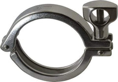 VNE - 2-1/2", Clamp Style, Sanitary Stainless Steel Pipe Clamp with Holed Wing Nut - Grade 304 - Industrial Tool & Supply