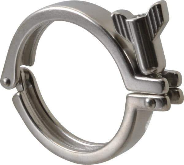 VNE - 3", Clamp Style, Sanitary Stainless Steel Pipe Clamp with Wing Nut - Grade 304 - Industrial Tool & Supply