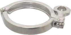VNE - 3", Clamp Style, Sanitary Stainless Steel Pipe Clamp with Holed Wing Nut - Grade 304 - Industrial Tool & Supply
