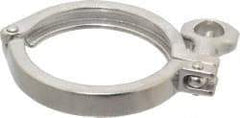 VNE - 3", Clamp Style, Sanitary Stainless Steel Pipe Clamp with Holed Wing Nut - Grade 304 - Industrial Tool & Supply