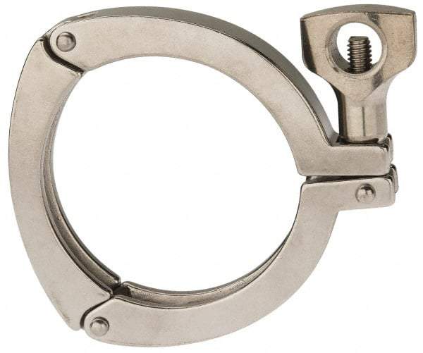 VNE - 3", Clamp Style, Sanitary Stainless Steel Pipe Three Piece Clamp with Holed Wing Nut - Grade 304 - Industrial Tool & Supply