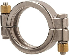 VNE - 2-1/2", Clamp Style, Sanitary Stainless Steel Pipe High Pressure Clamp - Grade 304 - Industrial Tool & Supply