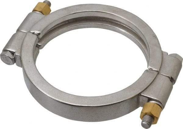 VNE - 4", Clamp Style, Sanitary Stainless Steel Pipe High Pressure Clamp - Grade 304 - Industrial Tool & Supply