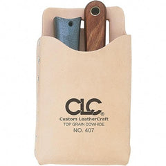 CLC - General Purpose Holster with 1 Pocket - Leather, Natural (Color), 4-1/4" Wide x 7-1/2" High x 1" Deep - Industrial Tool & Supply