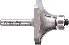 Amana Tool - 1-1/2" Cut Diam, 3/4" Length of Cut, 2 Flute Round-Over Edge Profile Router Bit - Carbide-Tipped, 1/4" Shank Diam, 2-1/4" OAL, Uncoated - Industrial Tool & Supply