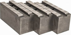 Abbott Workholding Products - 15 to 18" Chuck Capacity, 1.5mm x 60° Serrated Attachment, Square Soft Lathe Chuck Jaw - 3 Jaws, Steel, 1.6929" Btw Mount Hole Ctrs, 6-1/2" Long x 2-1/2" Wide x 3" High, 0.8661" Groove, 0.7874" & 20mm Fastener - Industrial Tool & Supply