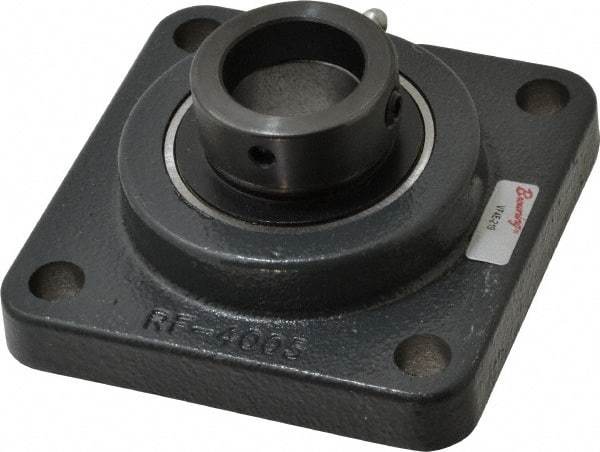 Browning - 1-3/16" ID, 4-1/4" OAL x 4-1/4" OAH 4-Bolt Flange - 2,567 Lb Static Cap, 4,381 Lb Dyn Cap, 3-1/4" Btw Mnt Hole Ctrs, Cast Iron - Industrial Tool & Supply