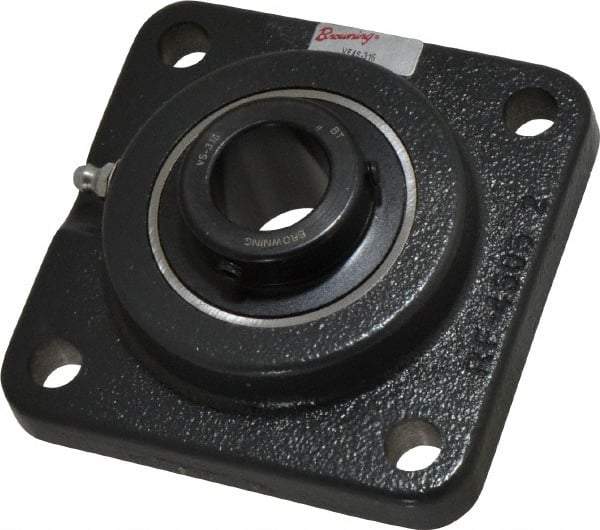 Browning - 1" ID, 4-1/4" OAL x 4-1/4" OAH 4-Bolt Flange - 2,567 Lb Static Cap, 4,381 Lb Dyn Cap, 3-1/4" Btw Mnt Hole Ctrs, Cast Iron - Industrial Tool & Supply