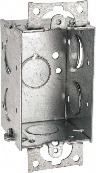 Cooper Crouse-Hinds - 1 Gang, (7) 1/2" Knockouts, Steel Rectangle Switch Box - 3" Overall Height x 2" Overall Width x 2" Overall Depth - Industrial Tool & Supply