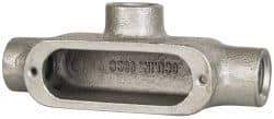 Cooper Crouse-Hinds - Form 5, T Body, 1/2" Trade, Rigid Malleable Iron Conduit Body - Oval, 5.38" OAL, 6 cc Capacity, Gray - Industrial Tool & Supply