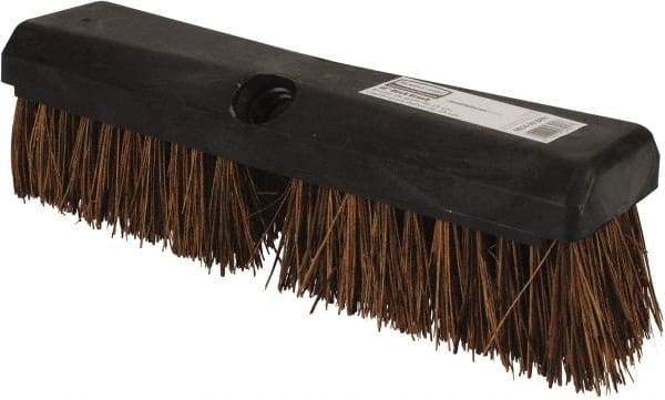Rubbermaid - 2" Bristle Length, Palmyra Scrub Brush - 10" OAL, Tapered Handle, Brown, Plastic Block - Industrial Tool & Supply
