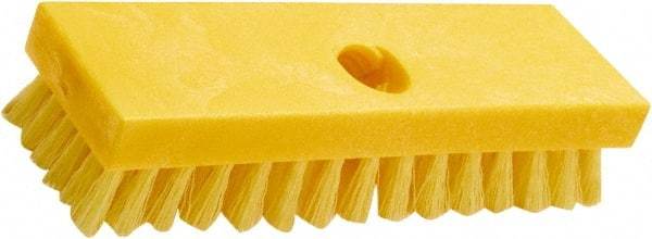 Rubbermaid - 1" Bristle Length, Polypropylene Scrub Brush - 8" OAL, Threaded Handle, Yellow, Plastic Block - Industrial Tool & Supply
