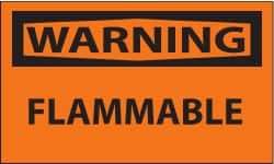 NMC - Warning - Flammable, Pressure Sensitive Vinyl Fire Sign - 5" Wide x 3" High - Industrial Tool & Supply