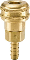 Parker - Hose Barb Industrial Pneumatic Hose Coupler - Brass, 3/8" Body Diam, 1/2" Hose ID - Industrial Tool & Supply