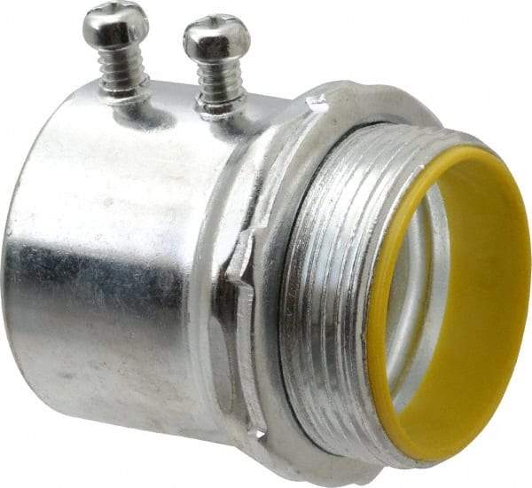 Cooper Crouse-Hinds - 1-1/2" Trade, Steel Set Screw Straight EMT Conduit Connector - Insulated - Industrial Tool & Supply