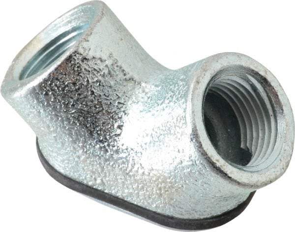 Cooper Crouse-Hinds - 1/2" Trade, Malleable Iron Threaded Angled Rigid/Intermediate (IMC) Conduit Elbow - Insulated - Industrial Tool & Supply