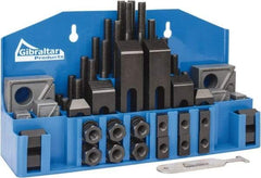 Gibraltar - 52 Piece Fixturing Step Block & Clamp Set with 1" Step Block, 5/8" T-Slot, 1/2-13 Stud Thread - 1" Nut Width, 3, 4, 5, 6, 7 & 8" Stud Lengths - Industrial Tool & Supply