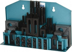 Gibraltar - 52 Piece Fixturing Step Block & Clamp Set with 1" Step Block, 1/2" T-Slot, 3/8-16 Stud Thread - 7/8" Nut Width, 3, 4, 5, 6, 7 & 8" Stud Lengths - Industrial Tool & Supply