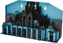 Gibraltar - 52 Piece Fixturing Step Block & Clamp Set with 25mm Step Block, 12mm T-Slot, M10x1.5 Stud Thread - 19mm Nut Width, 80, 110, 125, 150, 175 & 200mm Stud Lengths - Industrial Tool & Supply