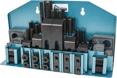 Gibraltar - 52 Piece Fixturing Step Block & Clamp Set with 25mm Step Block, 16mm T-Slot, M12x1.75 Stud Thread - 25mm Nut Width, 80, 110, 125, 150, 175 & 200mm Stud Lengths - Industrial Tool & Supply