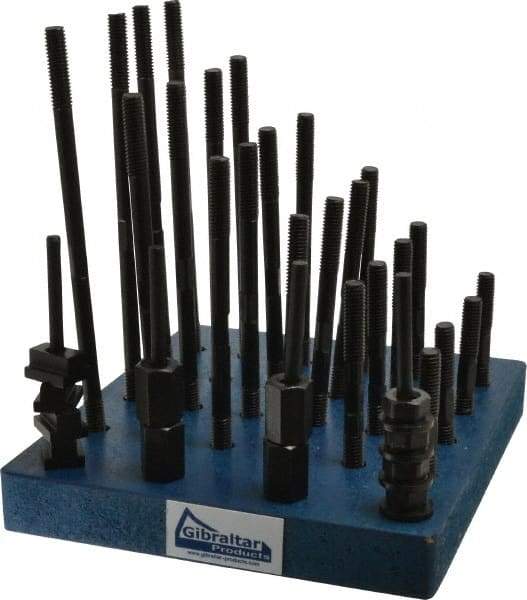 Gibraltar - 38 Piece, 3/8-16 Stud, 7/16" T Slot, T Nut & Stud Kit - 11/16" T-Slot Nut Width, 3, 4, 5, 6, 7, 8" Stud Lengths - Industrial Tool & Supply