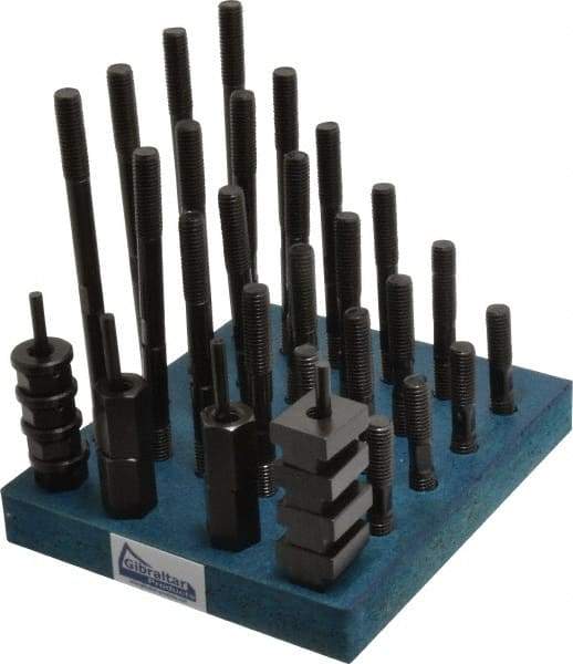 Gibraltar - 38 Piece, 1/2-13 Stud, 11/16" T Slot, T Nut & Stud Kit - 1-1/8" T-Slot Nut Width, 3, 4, 5, 6, 7, 8" Stud Lengths - Industrial Tool & Supply