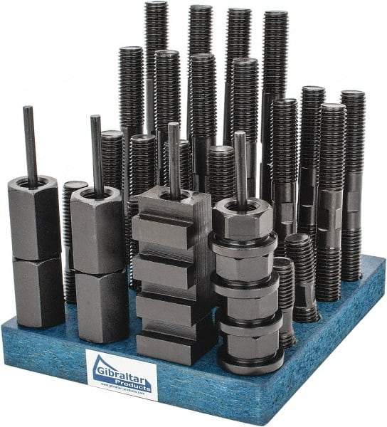 Gibraltar - 38 Piece, 3/4-10 Stud, 7/8" T Slot, T Nut & Stud Kit - 1-1/2" T-Slot Nut Width, 3, 4, 5, 6, 7, 8" Stud Lengths - Industrial Tool & Supply